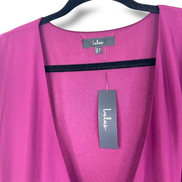 Lulus NWT My Whole Heart Plum Long Sleeve Balloon Sleeves Wrap Maxi Dress XL - Picture 9 of 11